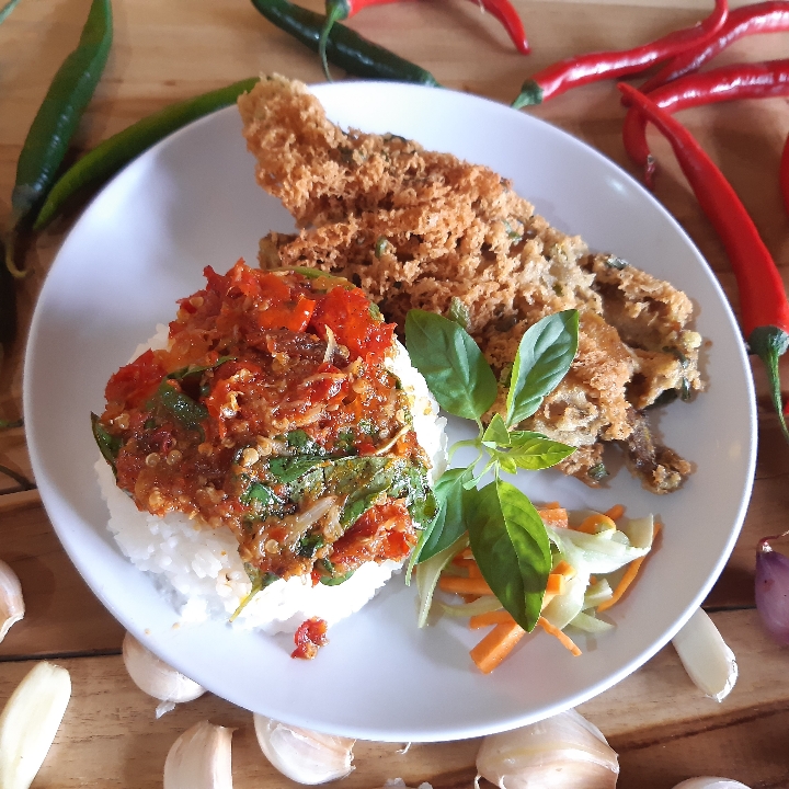 Nasi ayam jebrod sambal soak