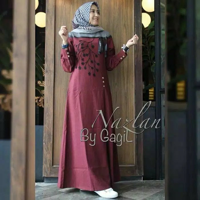 Nazlan Maxi Baju Gamis Muslim Corak