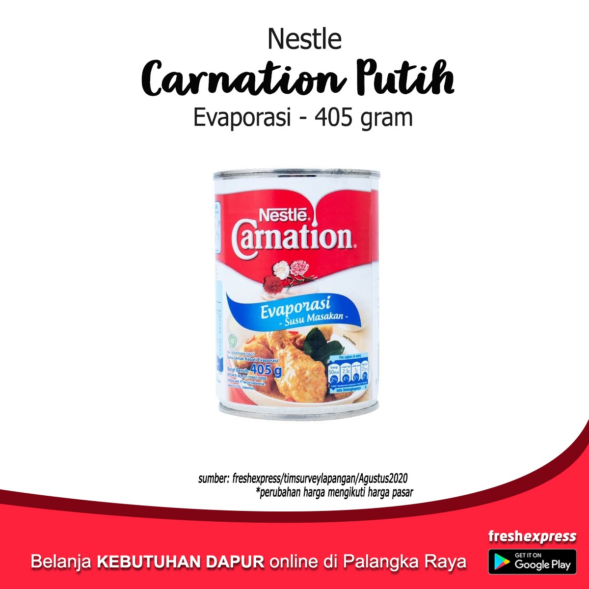 Nestle Carnation Evaporasi Putih 405 Gram