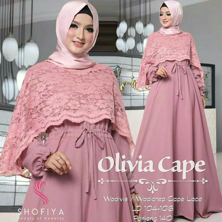 OLIVIA Cape Brukat  Gaun Pesta  DUSTY