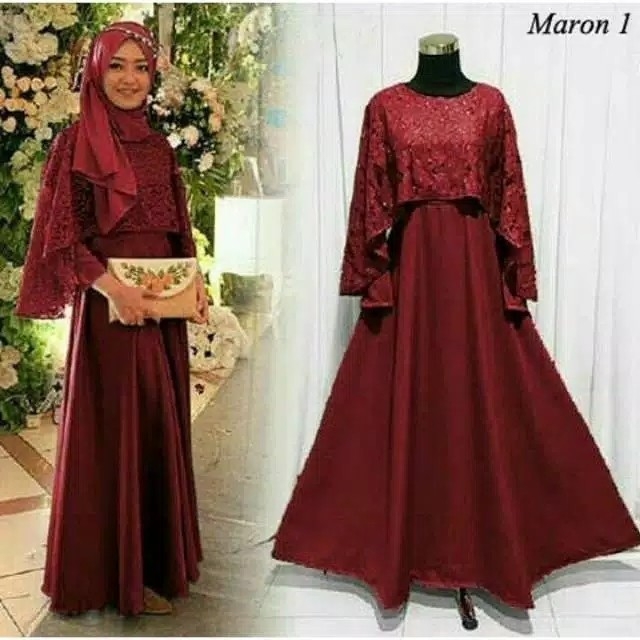 OLIVIA SYARI - GAUN PESTA - CAPE BRUKAT - DRESS BRUKAT NAILASTOREONLIN