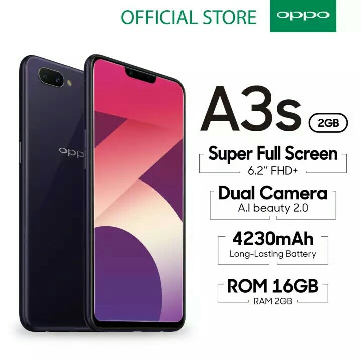 OPPO A3S SMARTPHONE 2GB16GB  AI Beauty Dual Camera Super Full Screnn