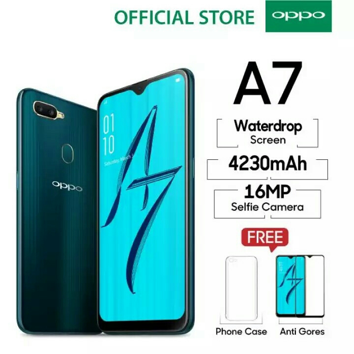 OPPO A7 SMARTPHONE 4GB64GBWaterdrop Screen 3D Premium BodyDual Cam