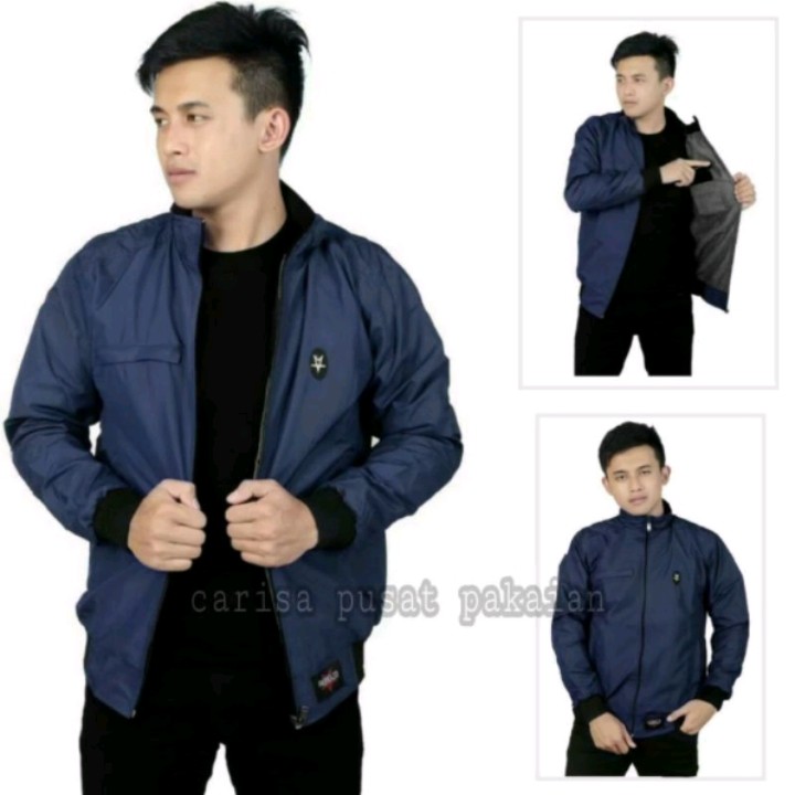 ORI Jaket Pria Motor Casual Distro Bahan Parasut Tebal Tahan Ang 2