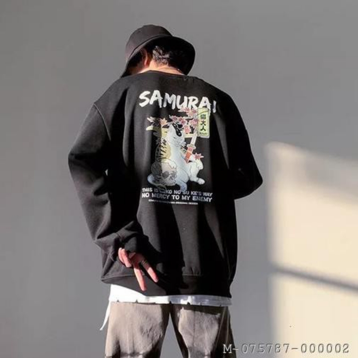 OUTERWEAR PRIA SWEATER FLEECE VDCO-342warna hitam putihsize M L 2