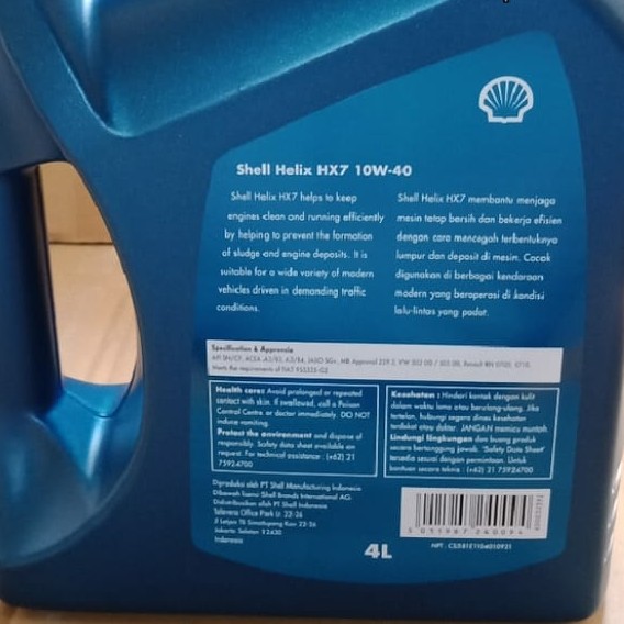 Oli Shell Helix Hx7 10w-40 4L 3