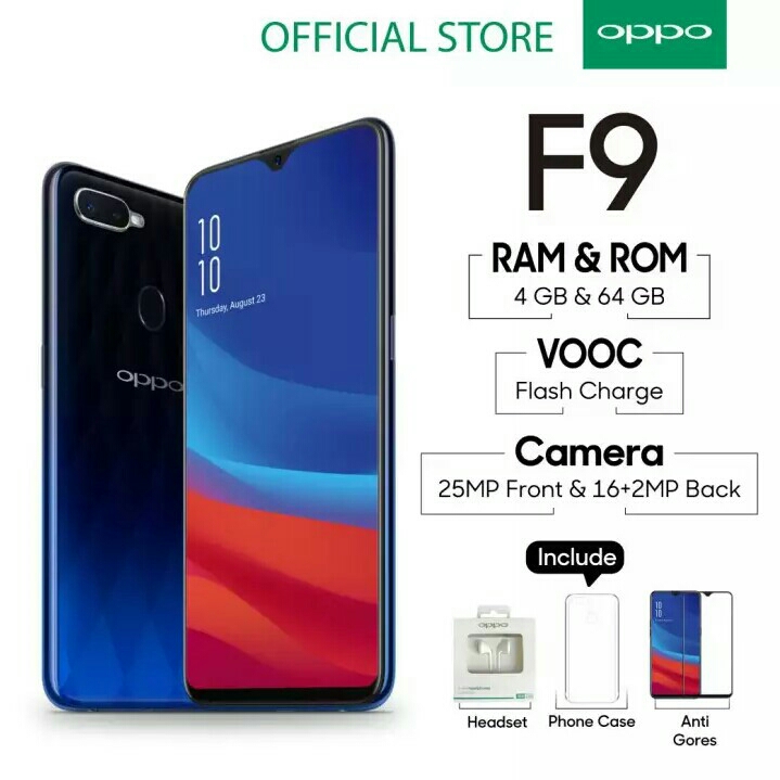 Oppo F9 464GB Biru Senja Garansi Resmi Oppo Indonesia 2