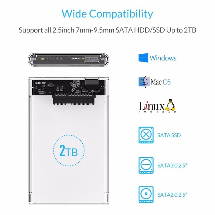 Orico Transparant Case Sata USB Enclosure 3