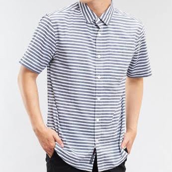 Osella Baju Pria Kemeja Lengan Pendek Stripe Grey