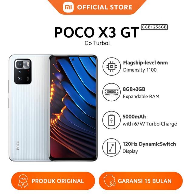 POCO X3 GT 8GB256GB 6nm Dimensity1100 64MP Triple Kamera Layar