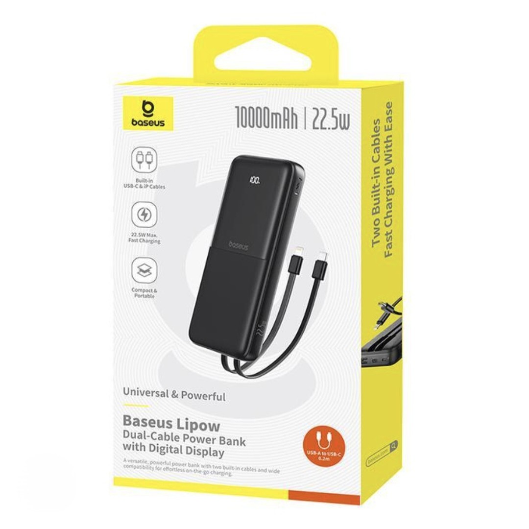 POWERBANK BASEUS LIPOW DUAL CABLE 10000mAh