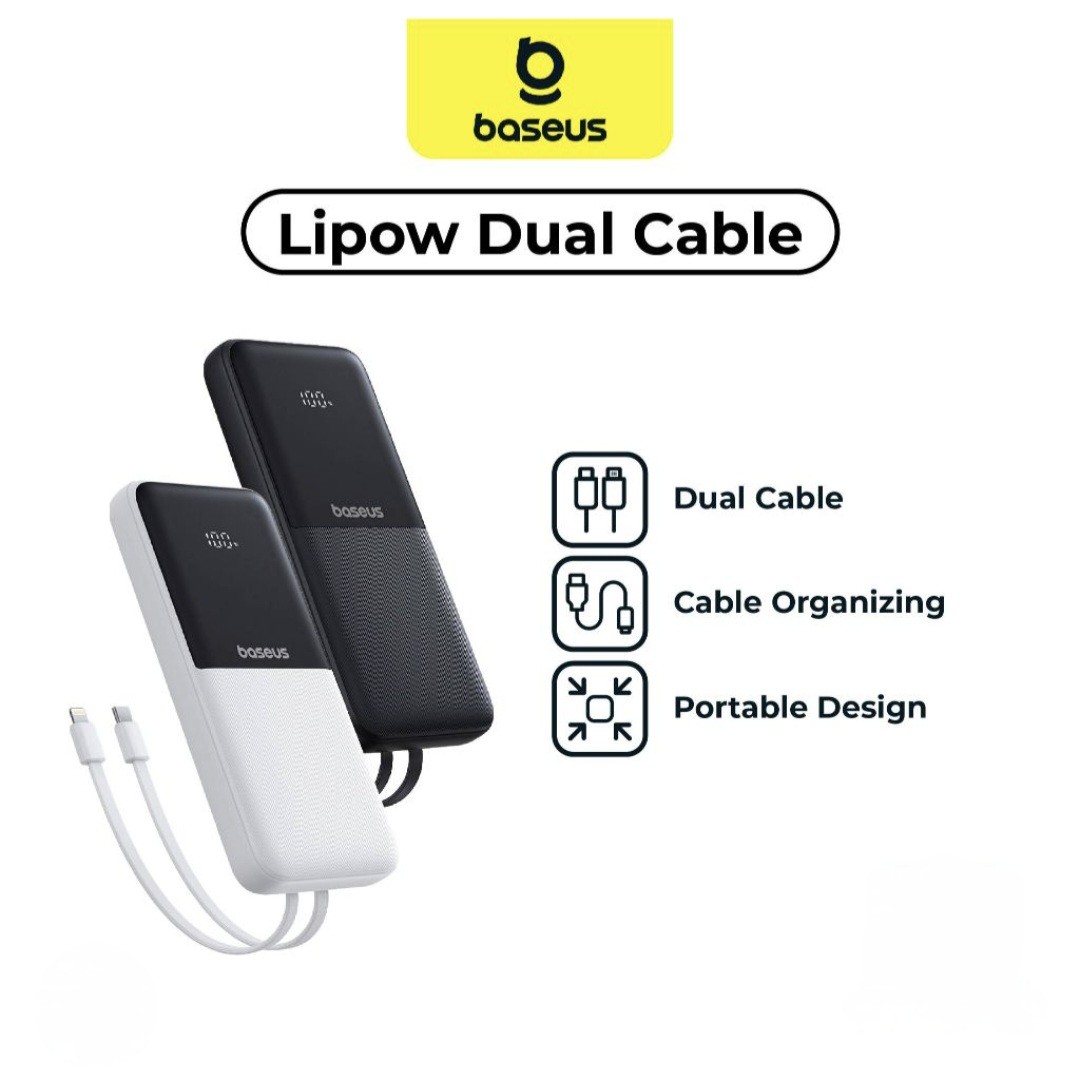 POWERBANK BASEUS LIPOW DUAL CABLE 10000mAh 2