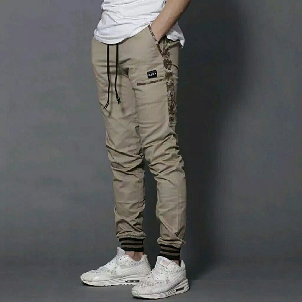 PREMIUM CELANA JOGGER JOGER PANJANG LIST STRIPE ARMY