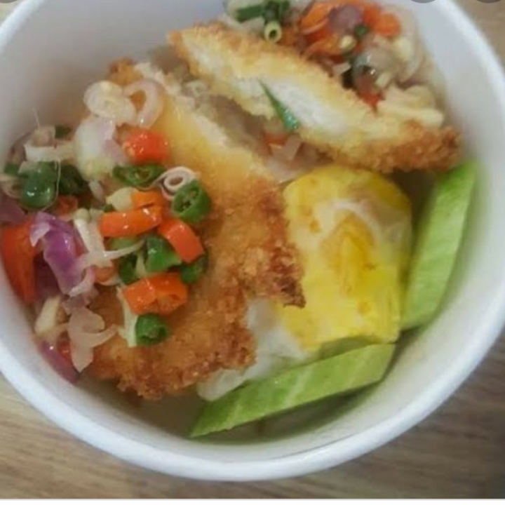 Paket 4 Nasi - Chiken Katsu - Telur - Air Mineral - Sambal Cabe Ijo