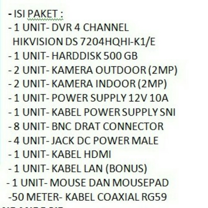 Paket 4 Chanel Cctv Hilook HD Siap Nyala 2