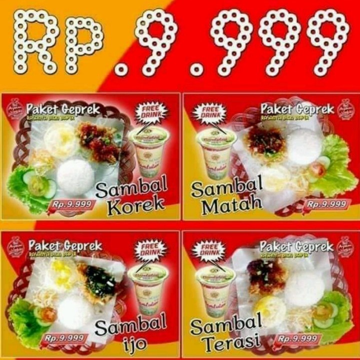 Paket Geprek Mini Aneka Sambel