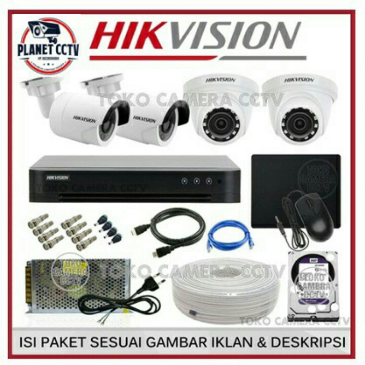 Paket 4 Chanel Cctv Hikvision HD 2MP Garansi 1 Tahun