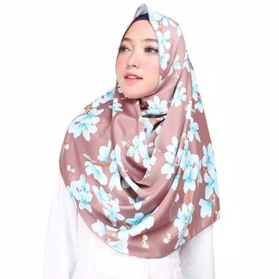 Pashmina Bunga Sakura - Kerudung Coklat