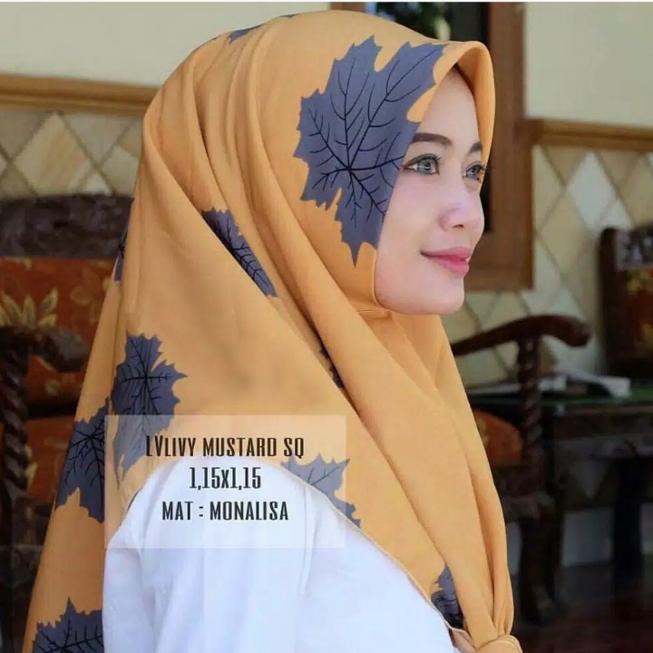 Pashmina Mafle Scrap Segi Empat - Kerudung Kuning