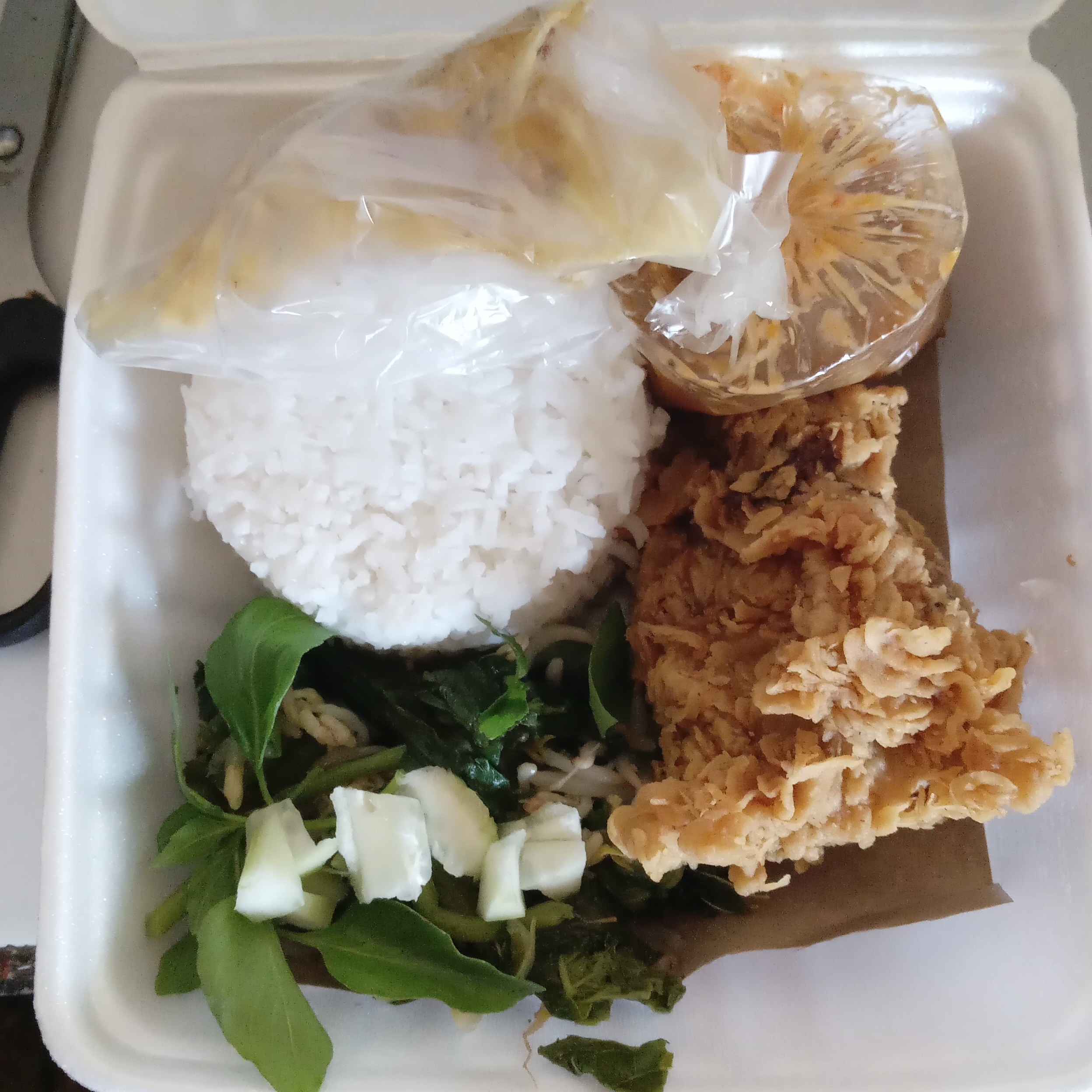 Pecel Ayam Crispy Plus Nasi
