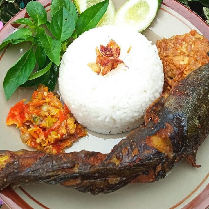 Pecel Lele Dengan Nasi 