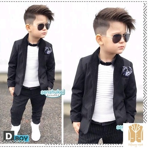 Periksa Set Atasan  Bawahan3in1 Stripe Top Set Coat And Pants-Black