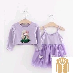 Periksa Set Atasan  BawahanDress Purple Girl with Pearl-Purple