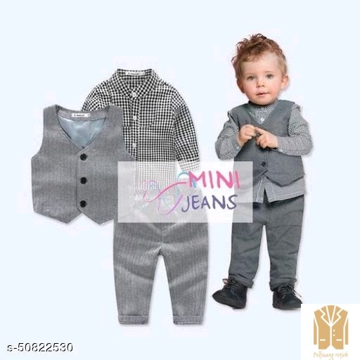Periksa Set Atasan  BawahanMini Jeans Plaid Top set Vest-Grey