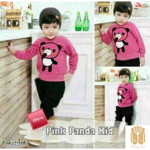 Periksa Set Atasan  BawahanPing panda kids-Pink