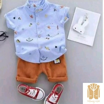 Periksa Set Atasan  BawahanSetelan anak laki import-Blue
