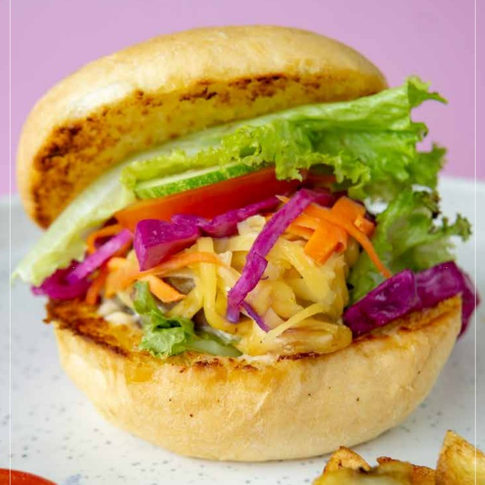 Pickle And Cheese Beef Burger With Potato Wedges