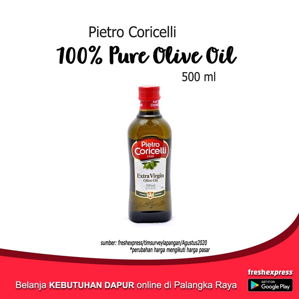 Pietro Coricelli 100 Percent Pure Olive Oil 500 Ml