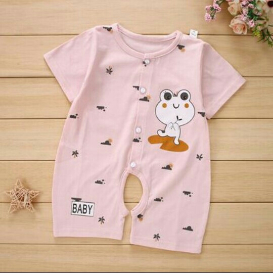 Piyama Jumpsuit bayi lengan pendek motif kombinasi