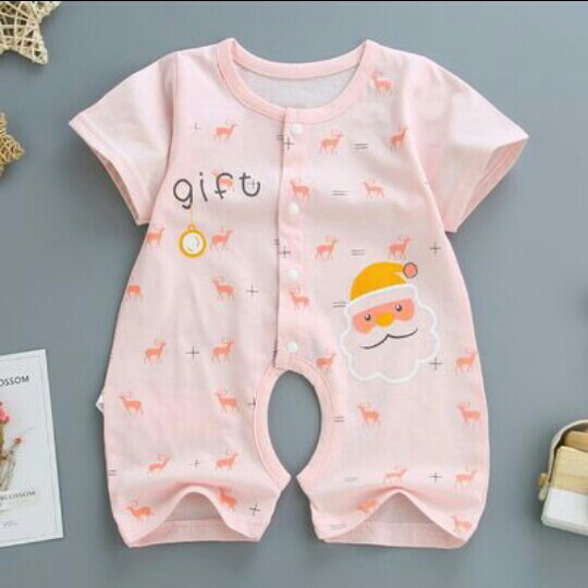 Piyama bayi katun lengan pendek motif kombinasi 2