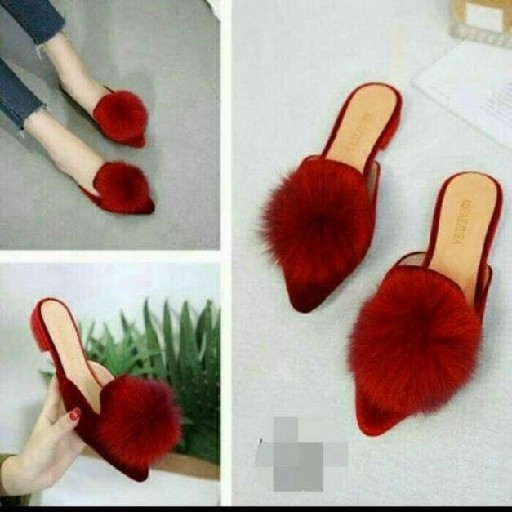 Pompom Flatshoes Merah