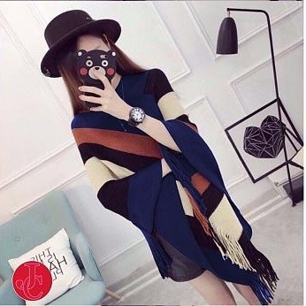 Poncho BLOCK navy 