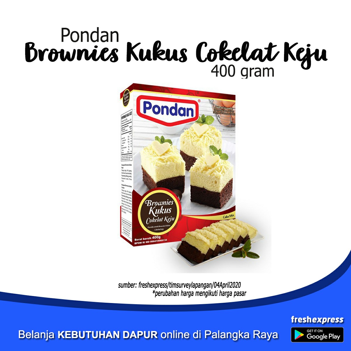 Pondan Brownies Kuku Coklat Keju 400 Gram