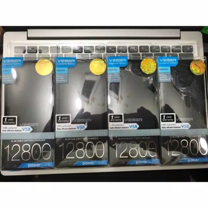 Powerbank veger 12800mAh v58 slim original garansi resmi 1tahun  powe