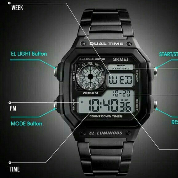 Jam Tangan Pria Dual Time SKMEI Casio Sport 1335 Anti Air 2