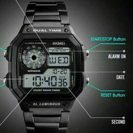 Jam Tangan Pria Dual Time SKMEI Casio Sport 1335 Anti Air 3