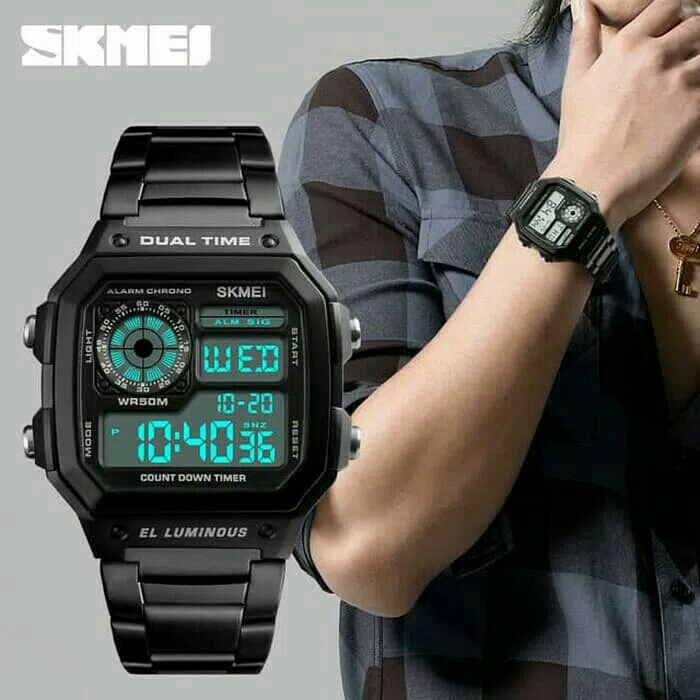 Jam Tangan Pria Dual Time SKMEI Casio Sport 1335 Anti Air 5