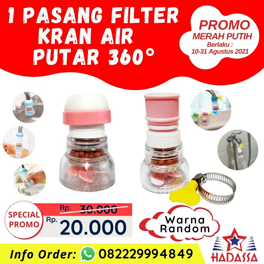 Promo Merah Putih Sambungan atau Filter Kran Air Putar 360 Derajat