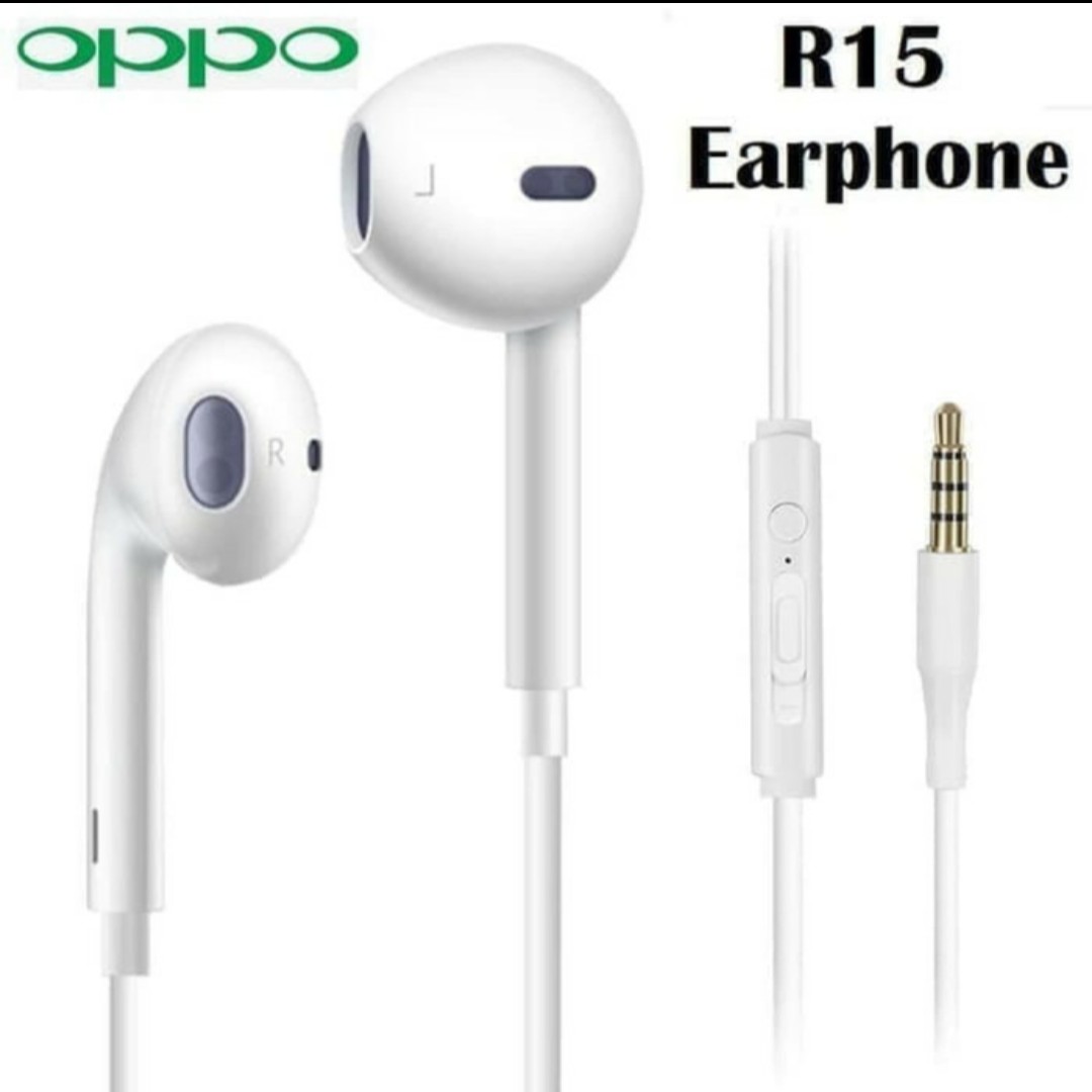R15 HEADSET EARPHONE HANDSFREE OPPO ORIGINAL 100 3