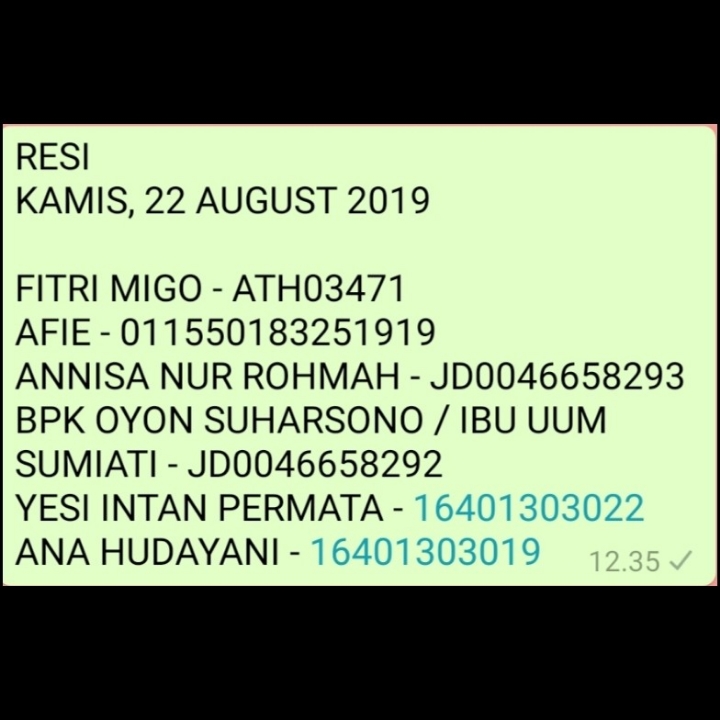 RESI KAMIS 22 AUGUST 2019