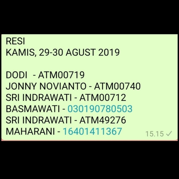 RESI KAMIS 29-30 AUGUST 2019