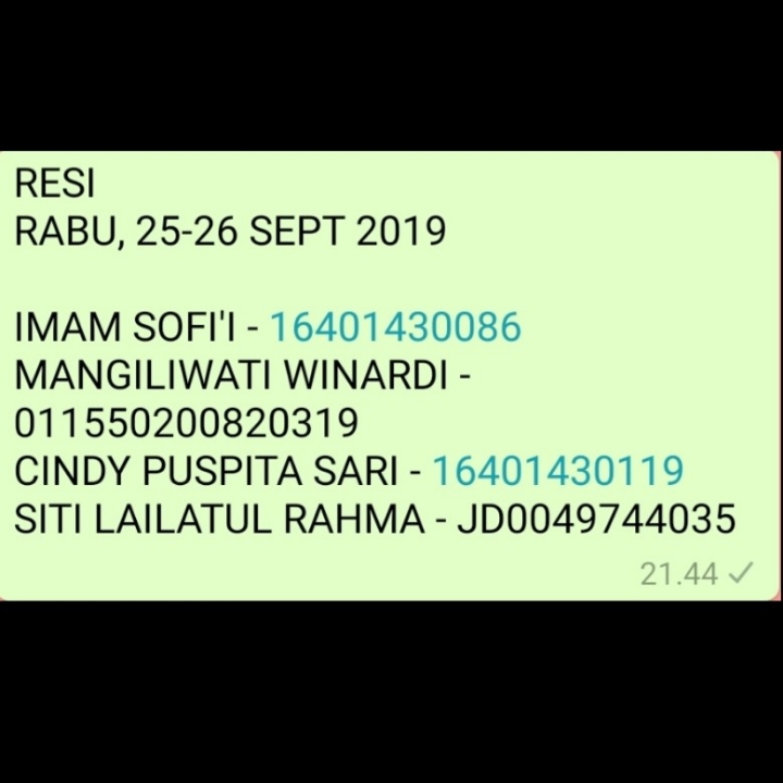 RESI RABU 25-26 SEPT 2019