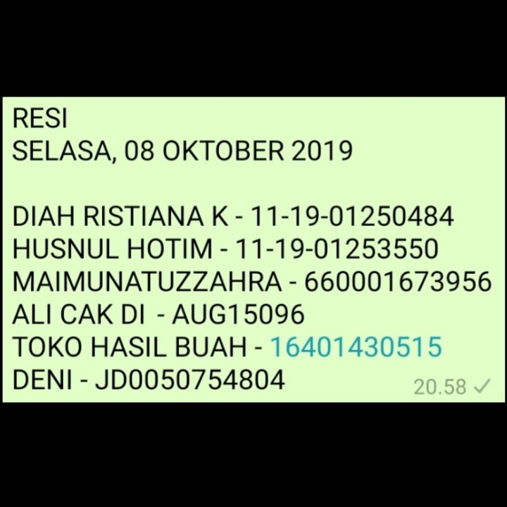 RESI SELASA 08 OCT 2019