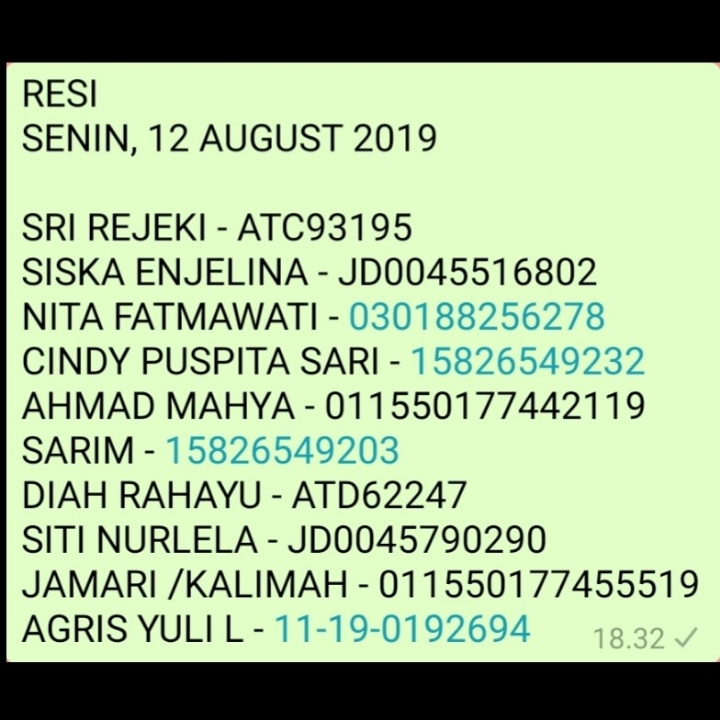 RESI SENIN 12 AUGUST 2019