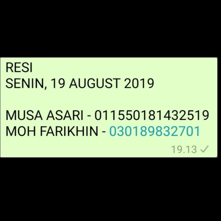 RESI SENIN 19 AUGUST 2019