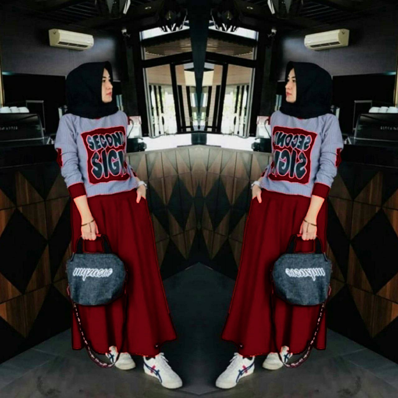 SET -WN Sign Kirey Army Dan Maroon  All Size Fit XL